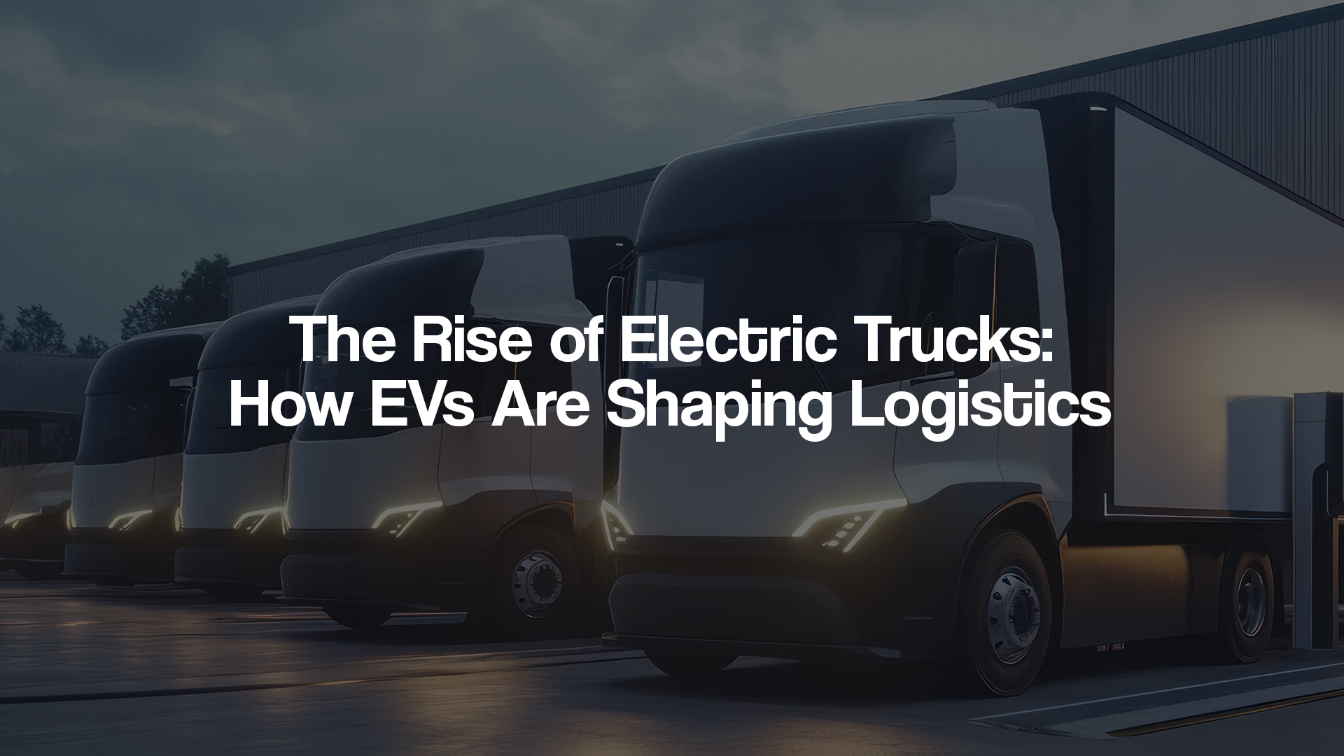 A modern electric truck driving on a highway with a cargo container, symbolizing sustainable logistics.